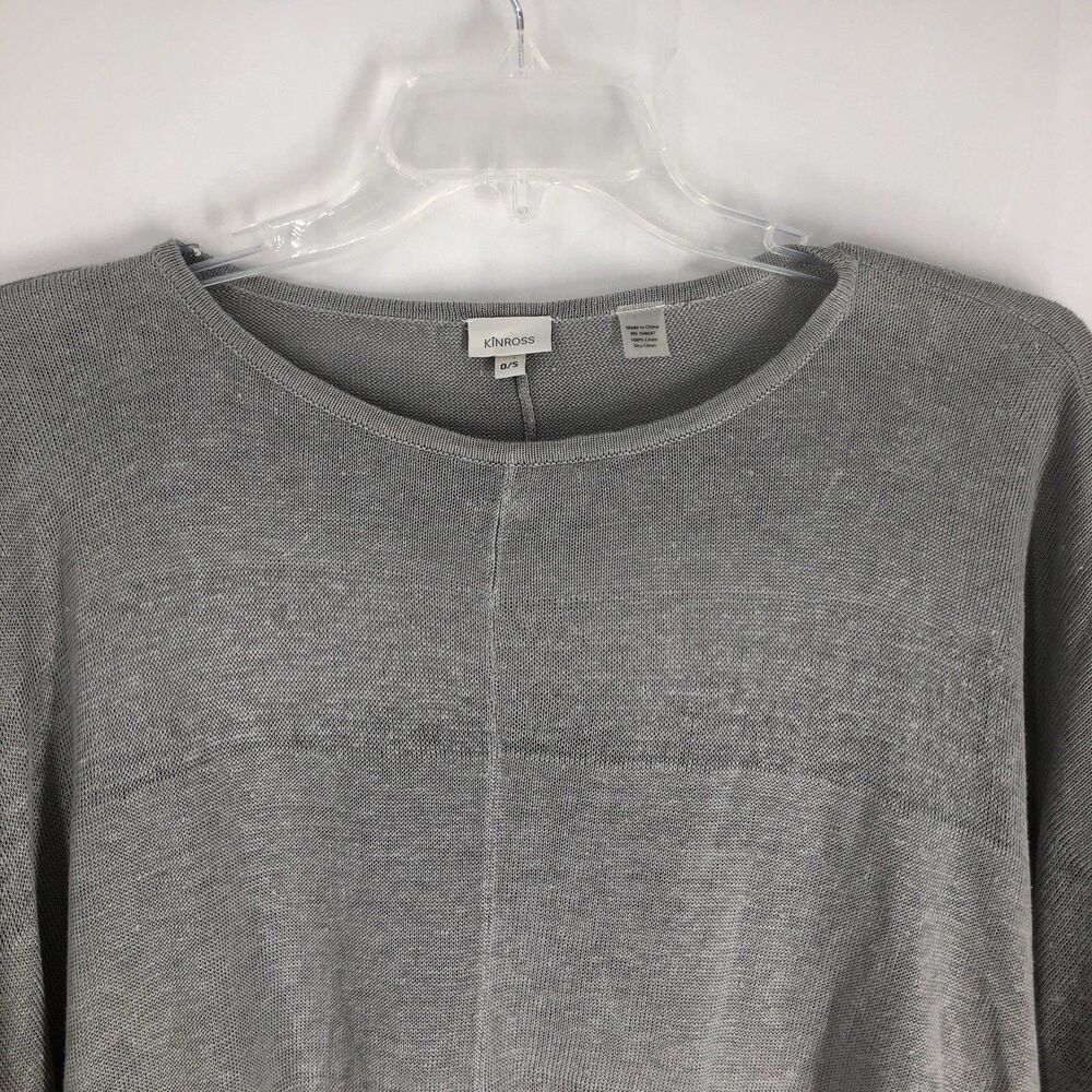Kinross Women’s Size S Gray Sweater Pullover Short Sleeve Cape Poncho Linen - Picture 2 of 5